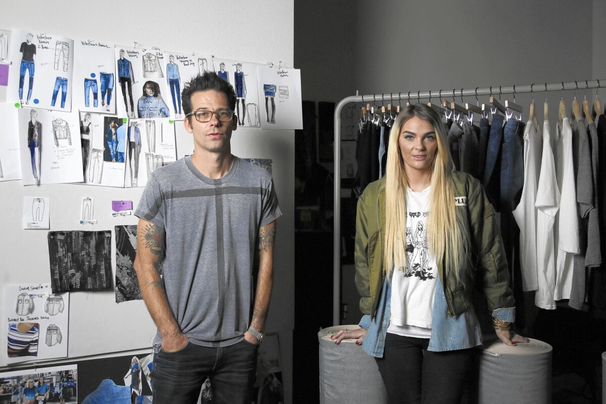Made Gold's Shane Markland and Marta Goldschmied, seen in their Vernon office, are launching their premium denim line's debut collection in stores this month.
