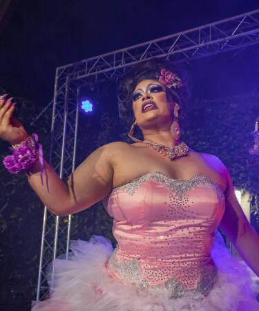 drag queen pink dress Symone