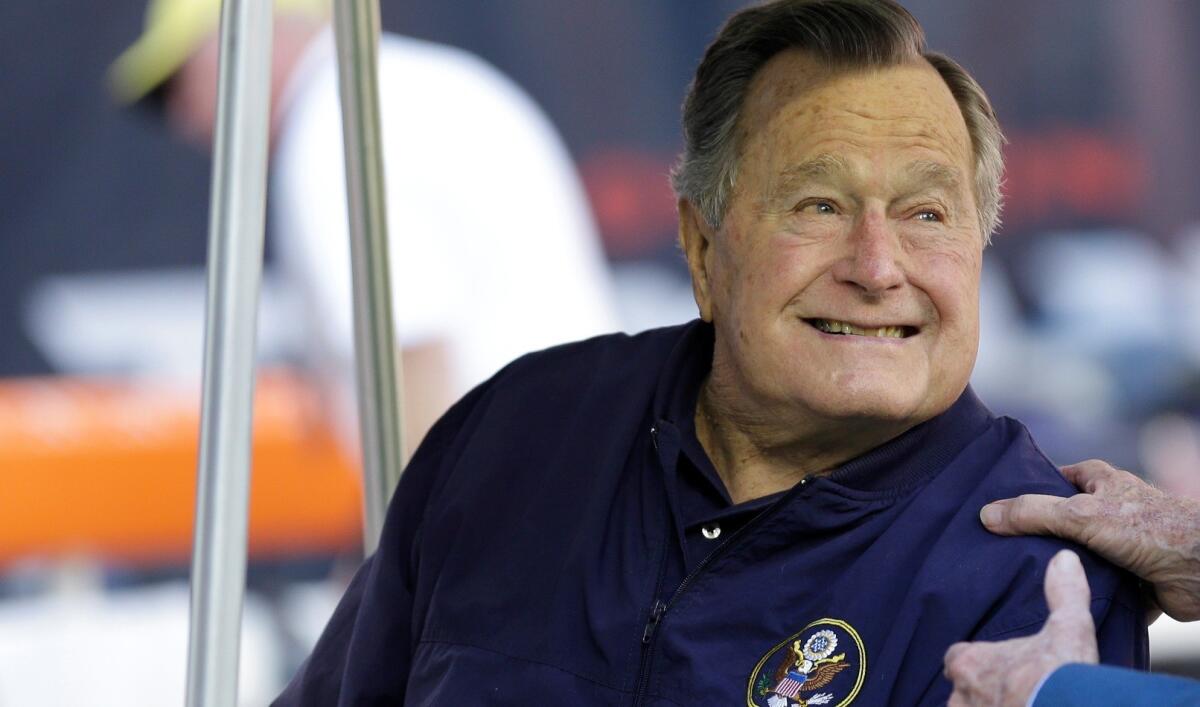 Former President George H.W. Bush before a Texans-Bengals football game in Houston on Nov. 23.