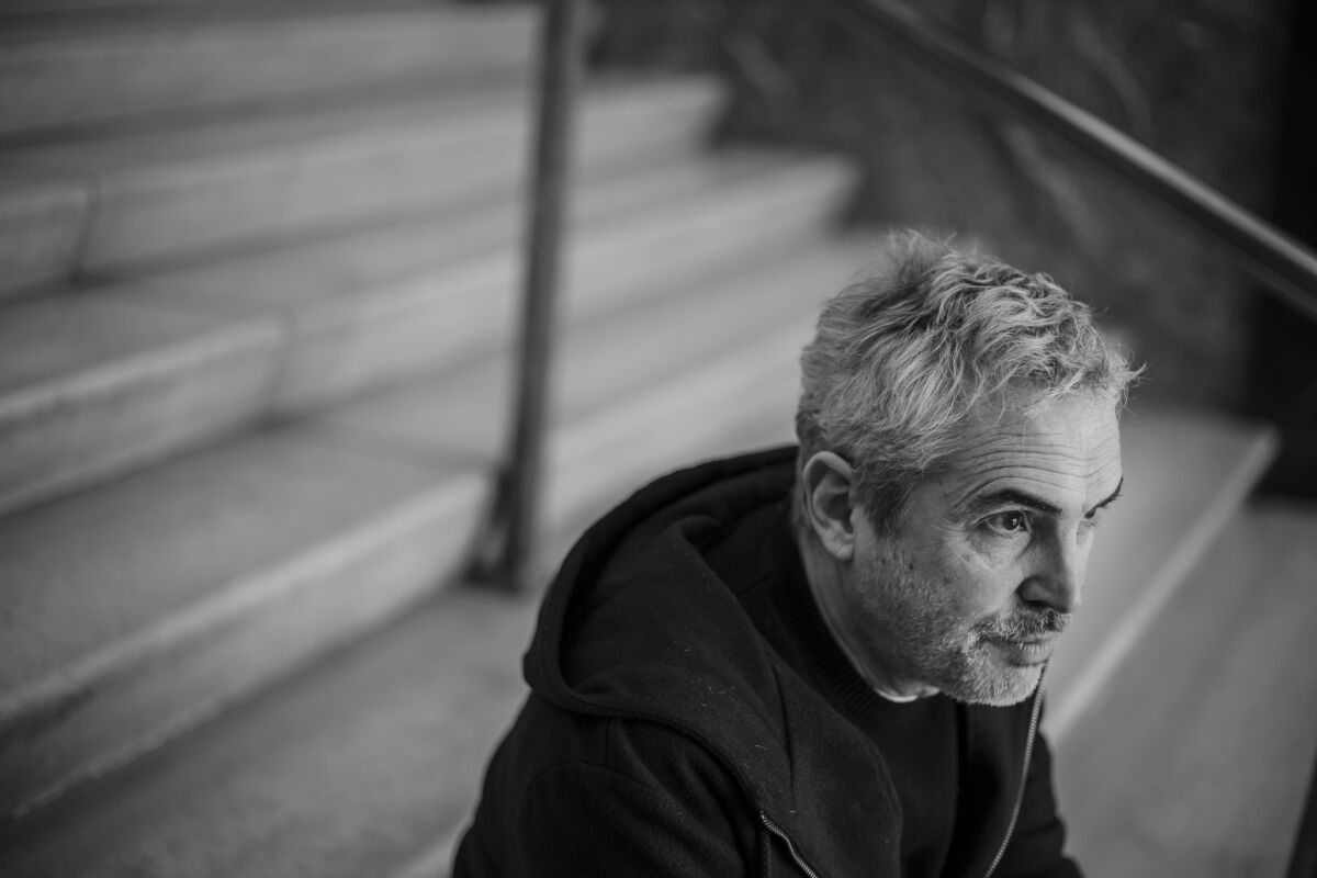 Alfonso Cuarón on the steps of the Teatro Metropolitan in Mexico City.