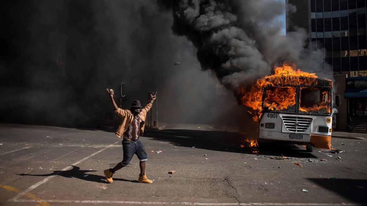 Students and police clashed in South Africa during protests over education costs.