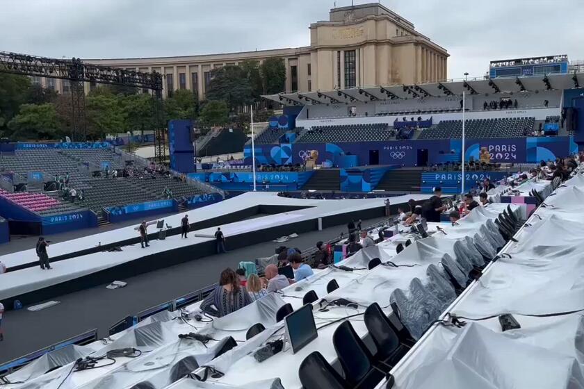 Press area for Paris Olympics opening ceremony
