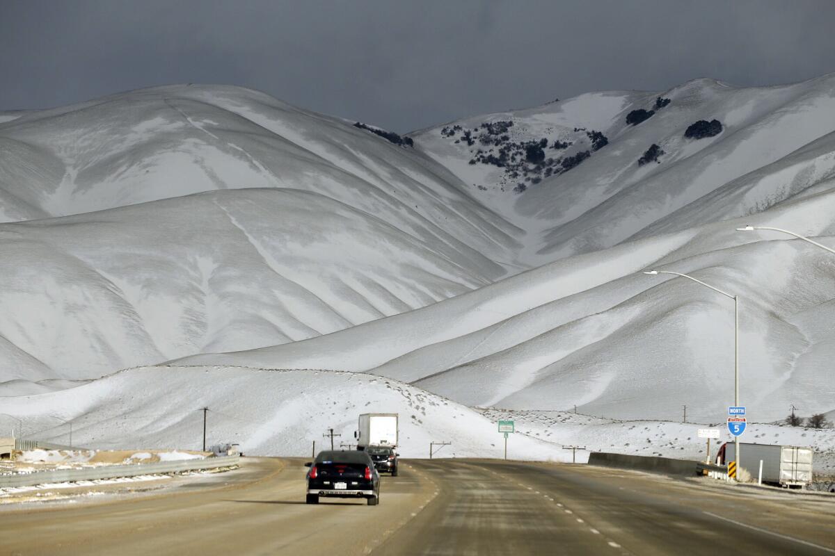 The 5 Freeway in the Grapevine near Gorman reopened Monday after decreased visibility from wind and snow had forced a closure.