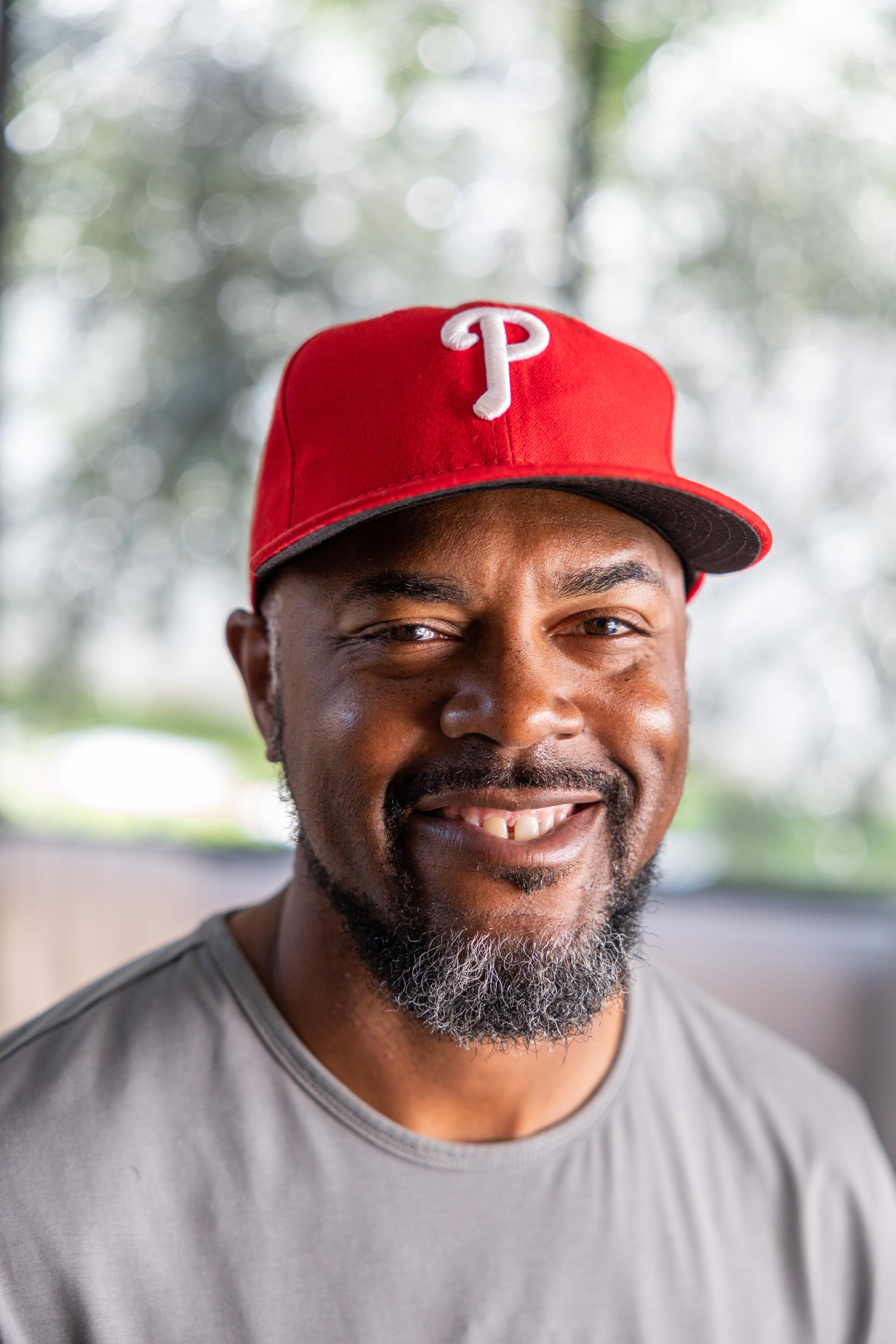 Former Phillies shortstop Jimmy Rollins poses for a portrait at his home in Encino.
