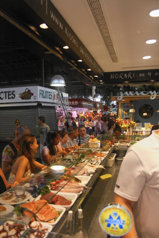A counter at La Boqueria Market.