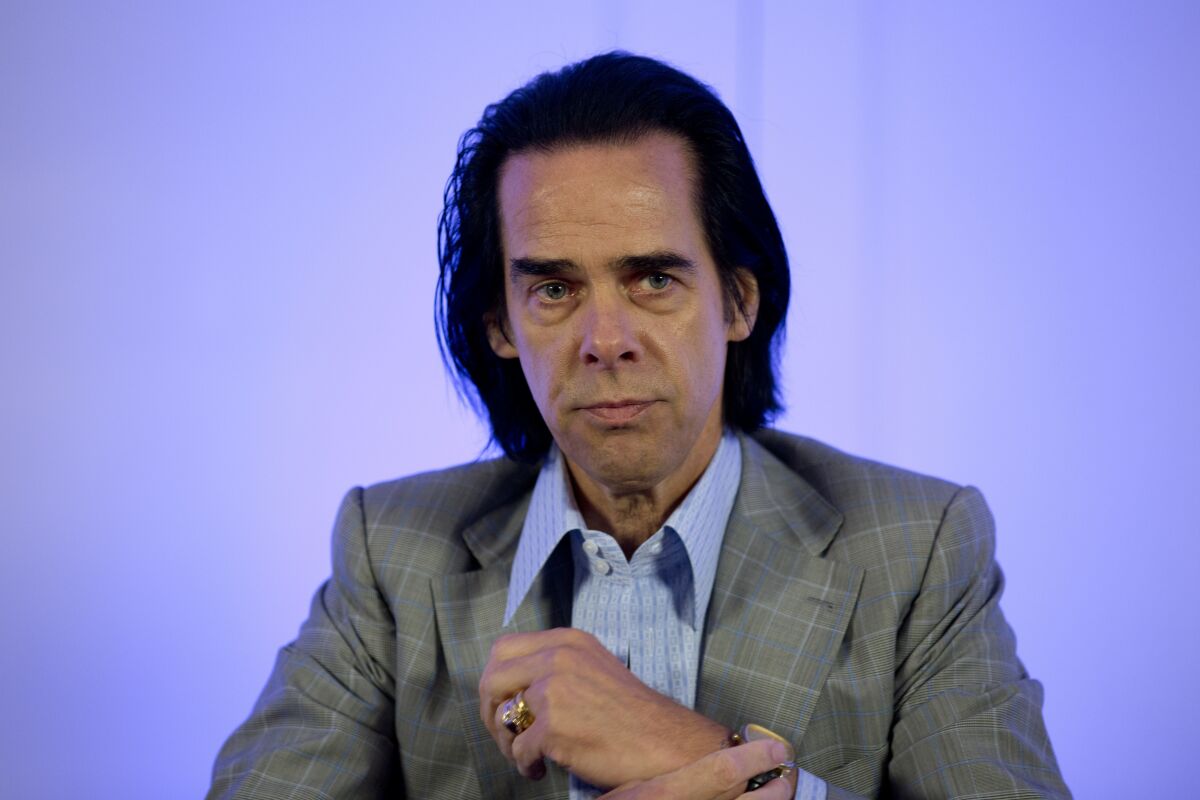 FILE - Australian rock musician Nick Cave attends a news conference to promote his concert in Mexico City, Oct. 1, 2018. Singer-songwriter Nick Cave confirmed on Tuesday, May 10, 2022, the death of his son Jethro Lazenby aged in his early 30s. (AP Photo/Eduardo Verdugo, File)