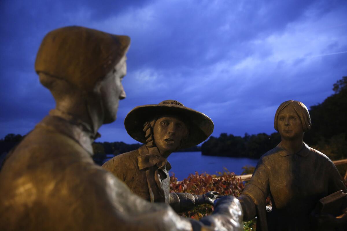 Statues honor the birthplace of women's rights in Seneca Falls.