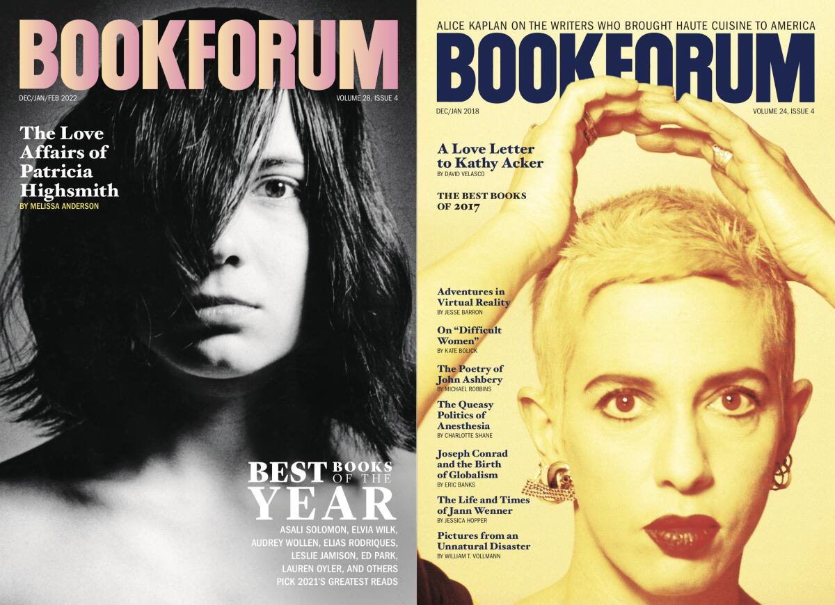 two magazine covers of Bookforum