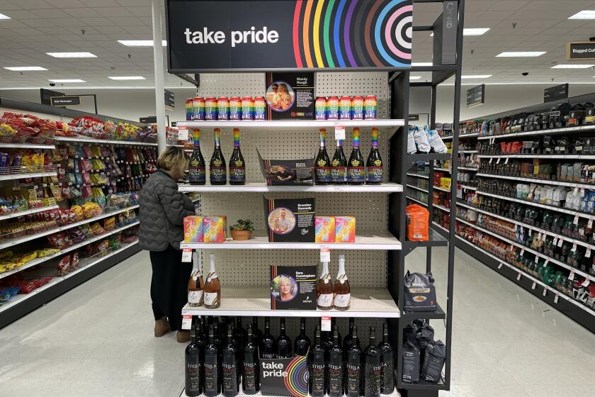 Pride month merchandise at a Target in Daly City, Calif.