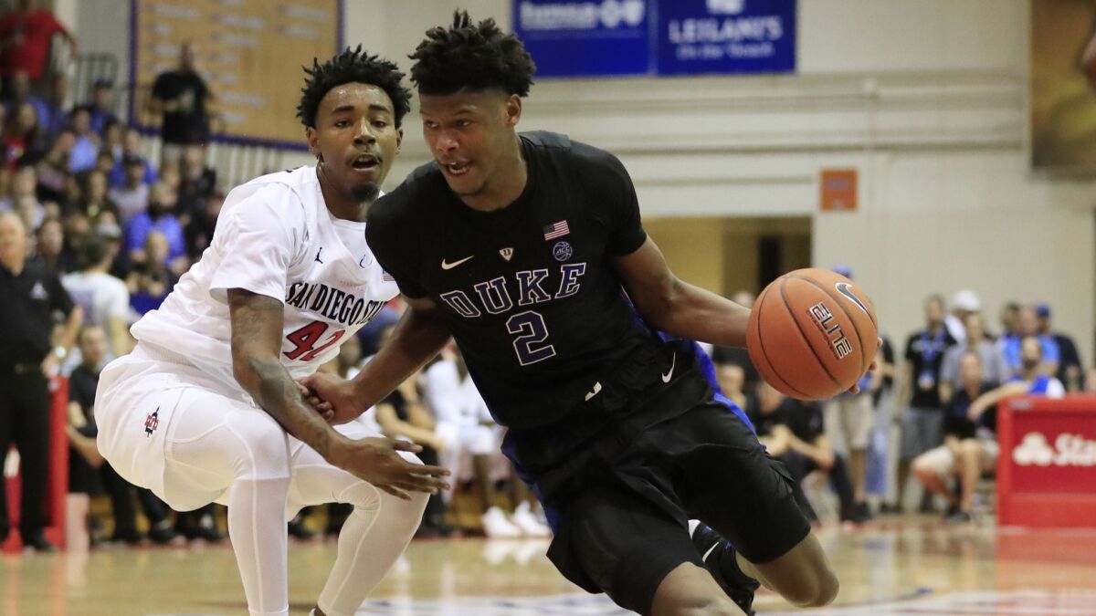 Cam Reddish (2) is expected to be the third Duke player taken in the top 10 of the draft Thursday.