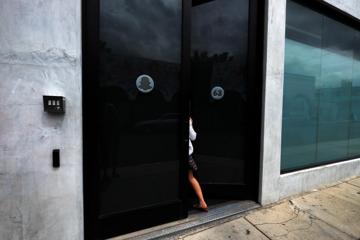 Start-ups must spend millions of dollars to acquire customers from scratch, whereas apps such as Snapchat already have tens of millions of users to directly tap into. Above, Snapchat's offices at Venice Beach.