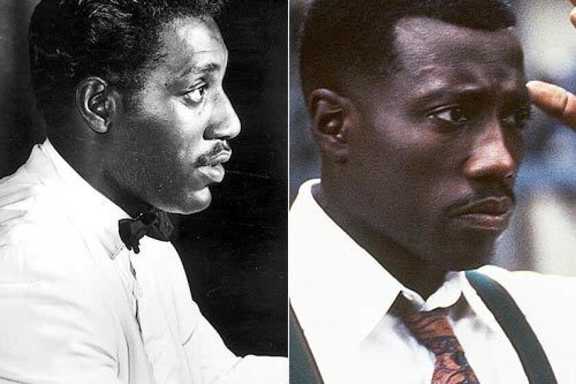 Otis Redding played by Wesley Snipes An electrifying performer cursed with a tragic death in a plane crash at only 26, Otis Redding, left, is ripe material for a Hollywood biopic. What's taking so long? We're not entirely sure if Wesley Snipes, right, is up to the task of belting out his version of "(Sittin' On) the Dock of the Bay," but if Val Kilmer can channel Jim Morrison in Oliver Stone's "The Doors," anything's possible.