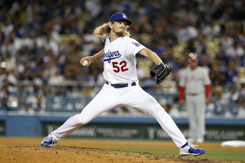 Dodgers relief pitcher Phil Bickford pitched in the eighth inning Friday.