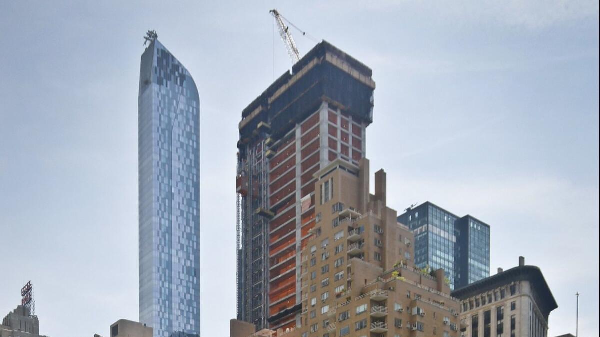 Comprised of an 18-story villa and a 79-story tower, the building, still under construction, takes in views of Central Park.