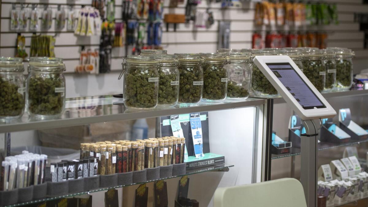 A view of an illegal marijuana dispensary after the Department of Water & Power shut off its utilities in Wilmington, Calif. on May 14.