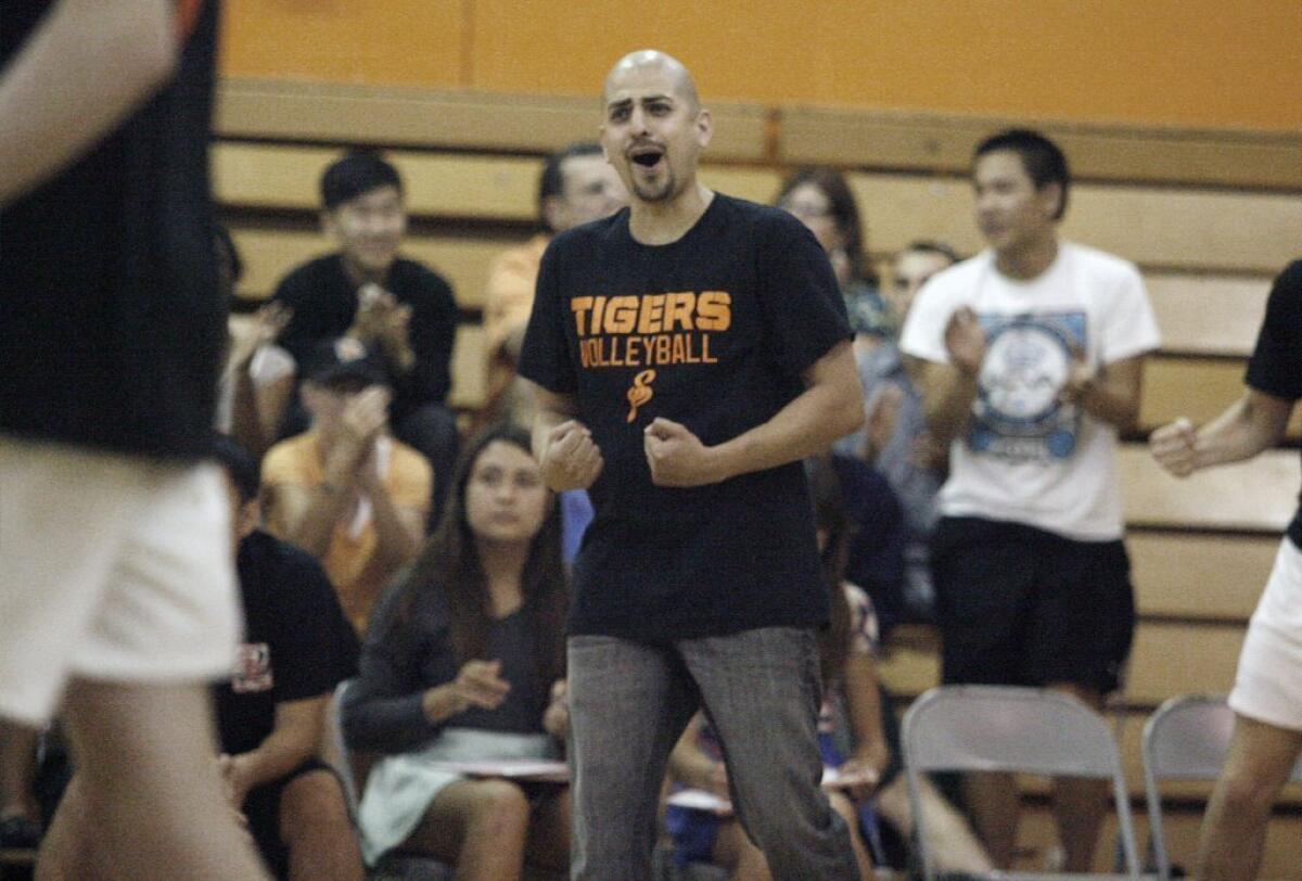ARCHIVE PHOTO: South Pasadena High Coach Ben Diaz is the All-Area Boys' Volleyball Coach of the Year after leading the Tigers to their first CIF championship in his second year with the squad.