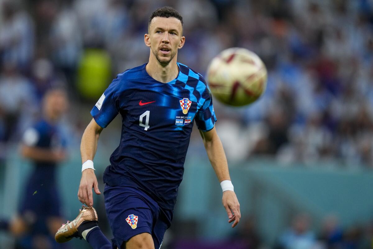 Croatia's Ivan Perisic controls the ball during the team's semifinal loss to Argentina on Tuesday.
