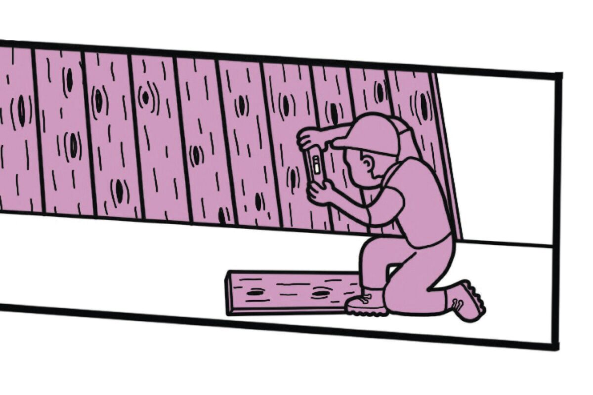 An illustration of a person retrofitting a raised foundation