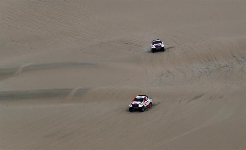 Qatar's Nasser Al-Attiyah competes in his Toyota during the ninth stage of the 2019 Dakar Rally, in Pisco, Peru, 16 January 2019. EFE-EPA/ Ernesto Arias