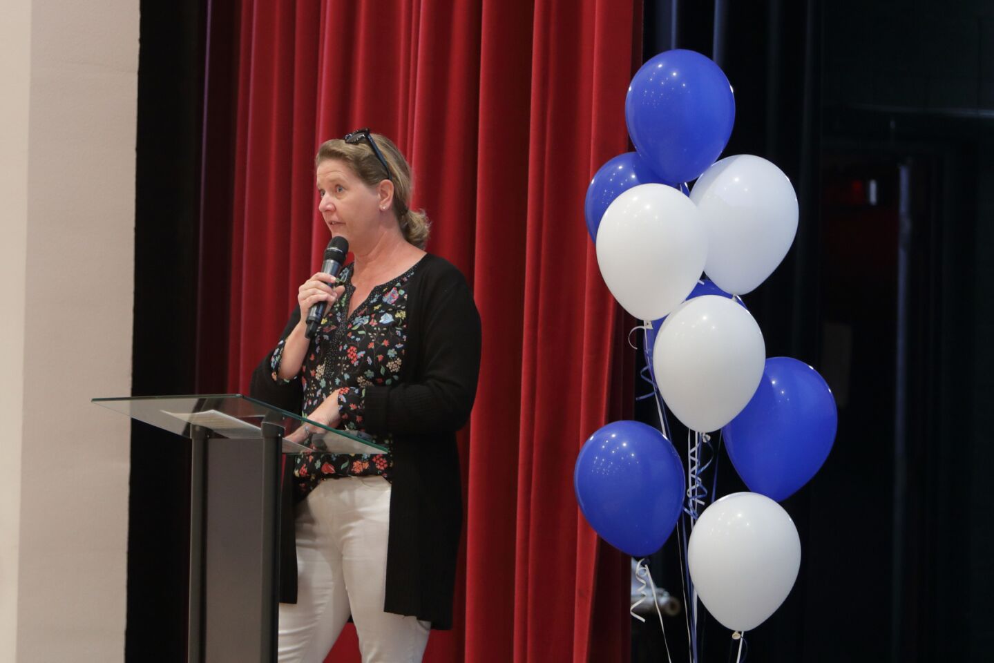 TVIA-SD2 President Jennifer Raysman welcomes students and parents