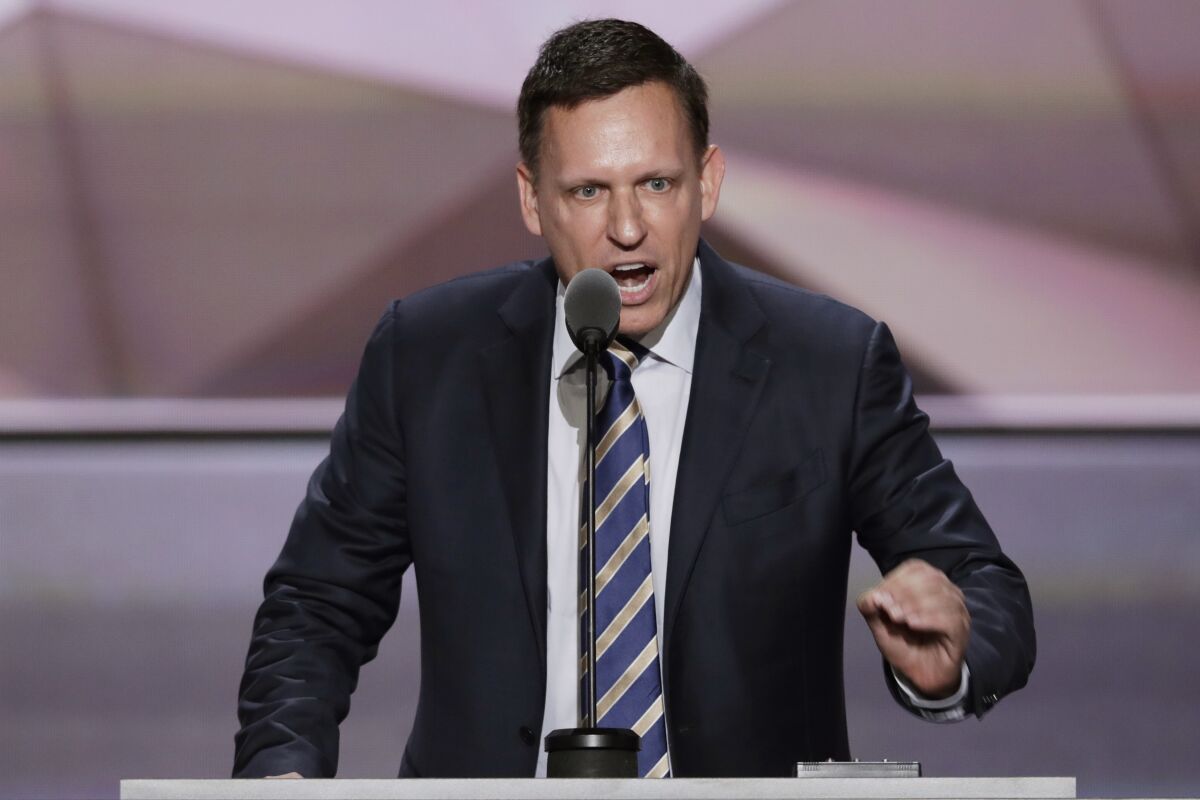 Peter Thiel speaks at the 2016 Republican National Convention. 