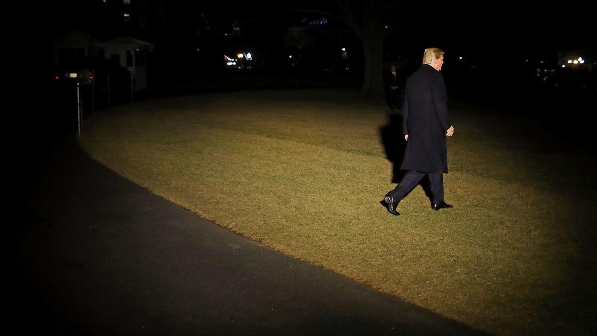 President Trump leaves the White House for the World Economic Forum in Davos, Switzerland, on Jan. 24.