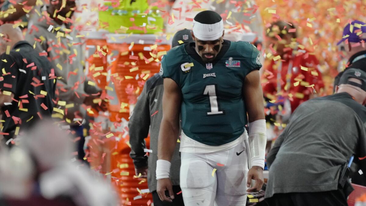 2023 Super Bowl: Eagles' Jalen Hurts dejected after loss, yet far from  beaten after historic performance 