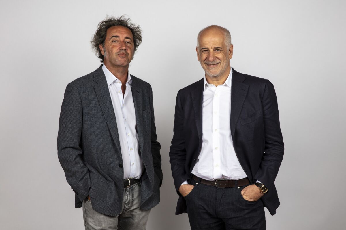 Director Paolo Sorrentino, left, and actor Toni Servillo from the film 'Loro' photographed in the L.A. Times Photo and Video Studio at the Toronto International Film Festival.