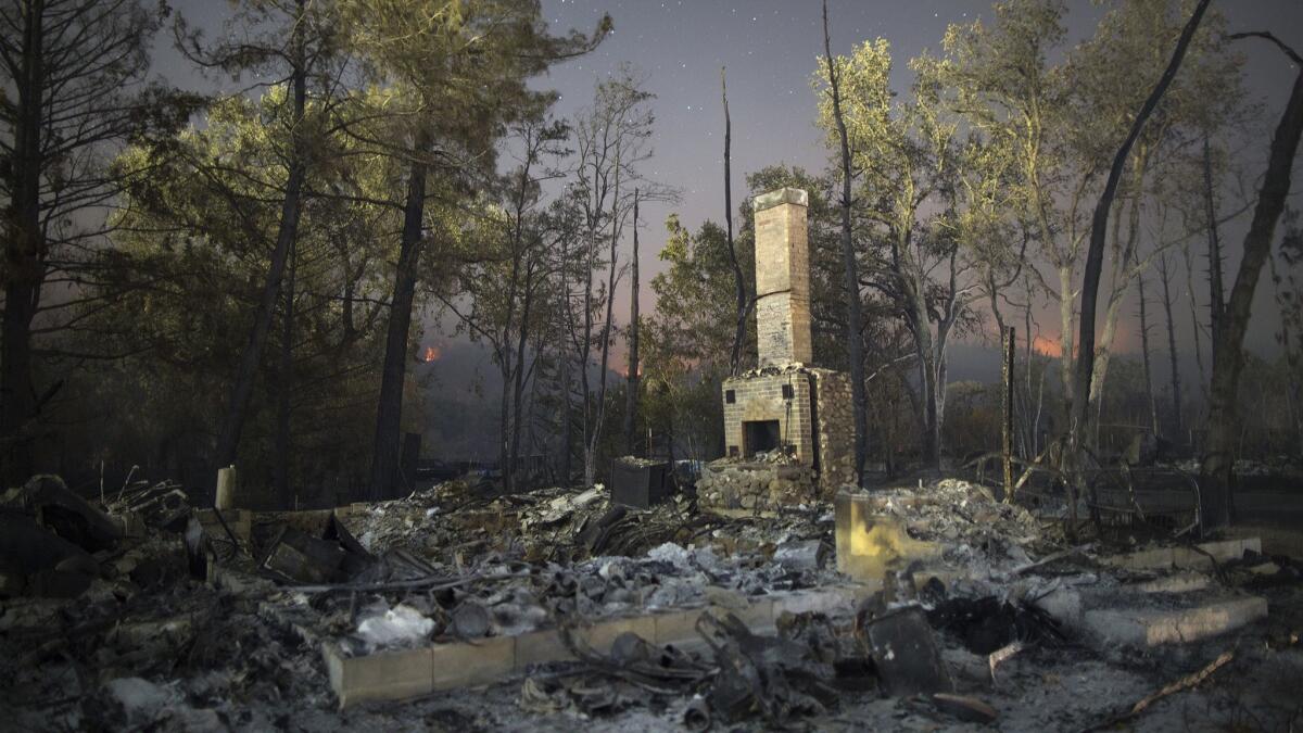 The ruins of a home that burned in the 2015 Valley dire in Middletown, Calif. Lake County residents were among the first to confront rising insurance premiums after the Valley fire destroyed nearly 2,000 buildings in Lake, Sonoma and Napa counties.