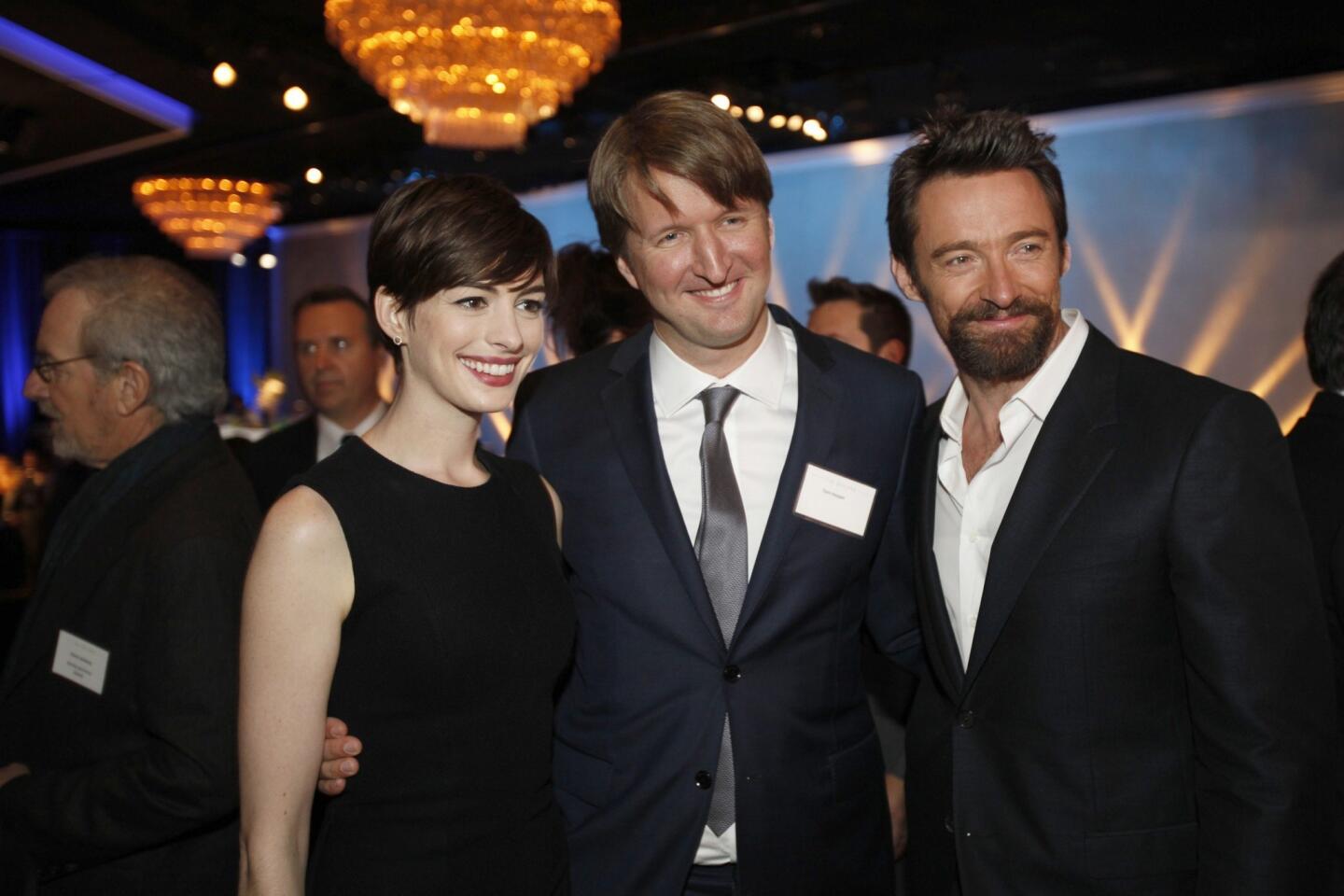 Anne Hathaway, Tom Hooper and Hugh Jackman