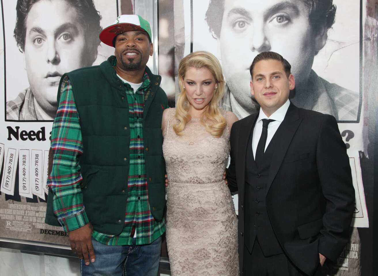 "The Sitter" follows the misadventures of Noah, played by Jonah Hill, as he attempts to baby-sit three wildly unruly children. The comedy premiered Tuesday at Chelsea Clearview Cinemas in New York City. Method Man, left, Ari Graynor and Hill star in the film.