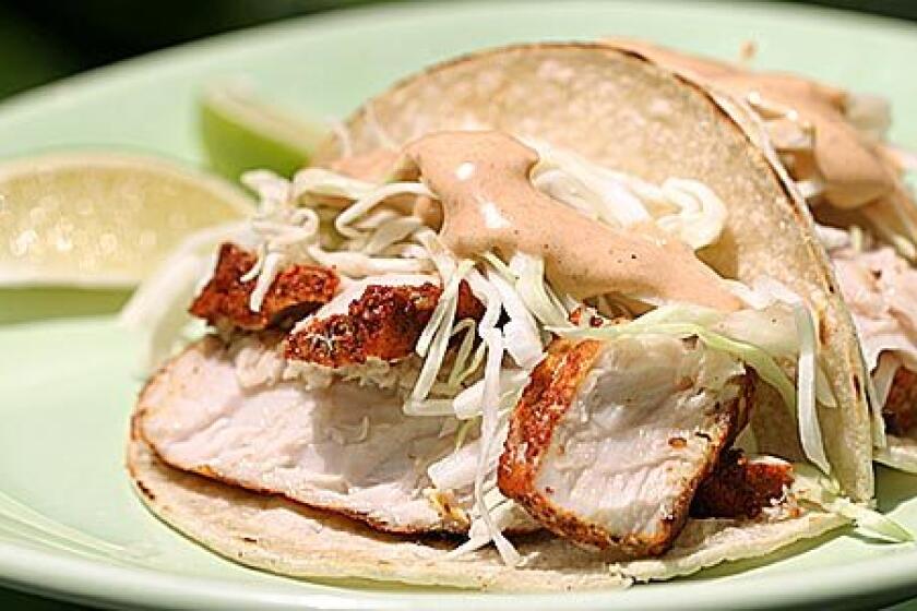 FLAVORFUL: Achiote-marinated fish tacos.