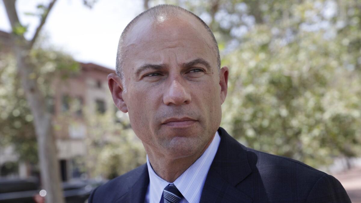 Michael Avenatti outside the Ronald Reagan Federal Courthouse in Santa Ana. Avenatti convinced a U.S. Bankruptcy Court judge to block reporters from covering his testimony about the settlement of his law firm's bankruptcy.