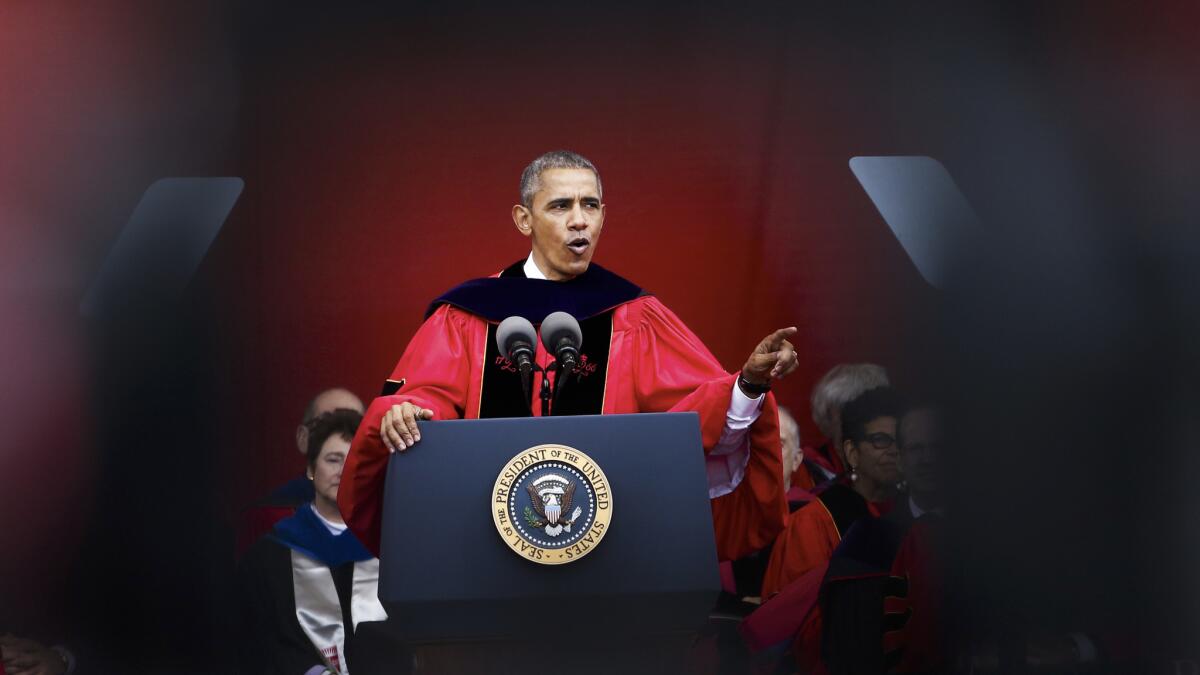 President Obama speaks at commencement at Rutgers University on May 15 in New Brunswick, N.J.