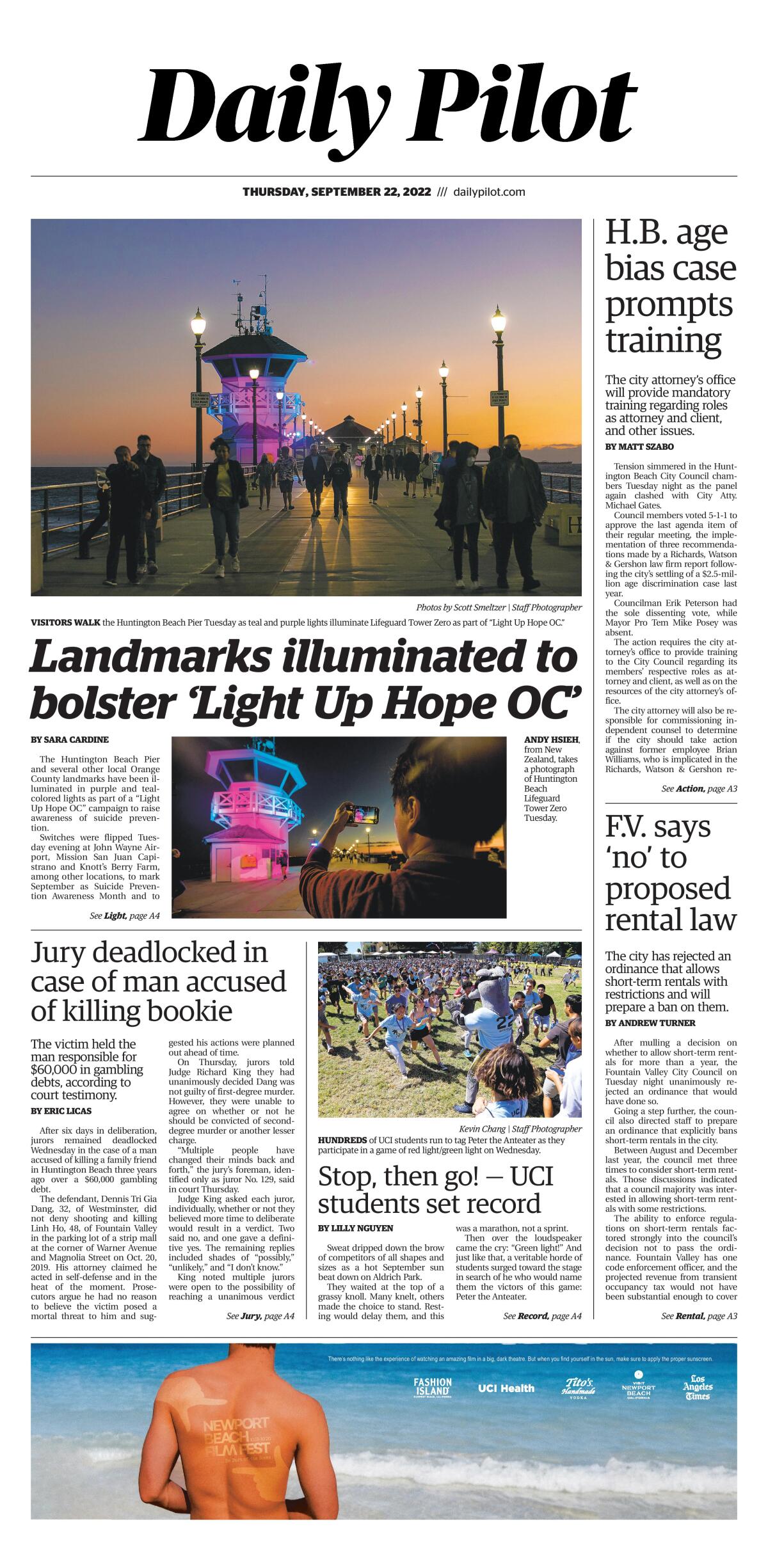 Sept. 22, 2022 Daily Pilot cover