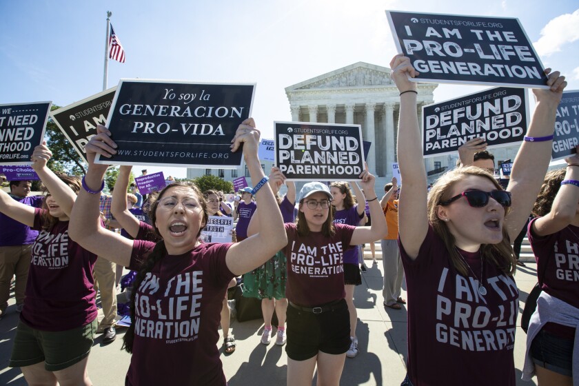 Antiabortion demonstrators protest in front of the Supreme Court in 2018.
