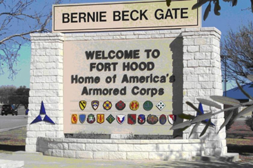 The entrance to Ft. Hood in Texas.