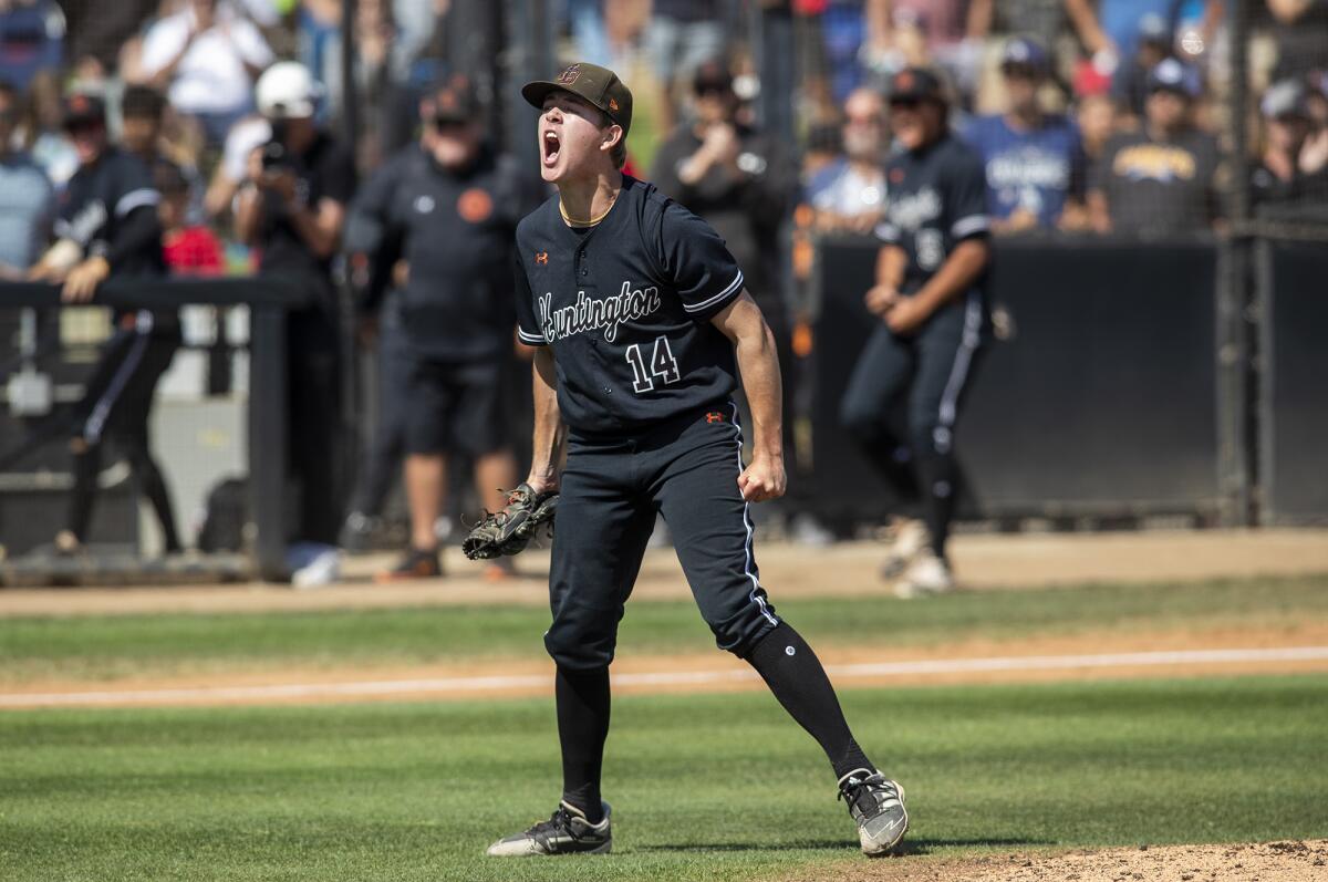 Huntington Beach starting pitcher Ben Jacobs, shown against Sherman Oaks Notre Dame May 17, got the Oilers' win Tuesday.