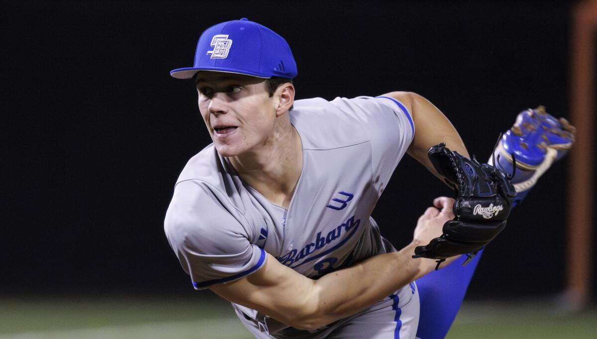 UC Santa Barbara's Matt Ager pitches during a game in February.