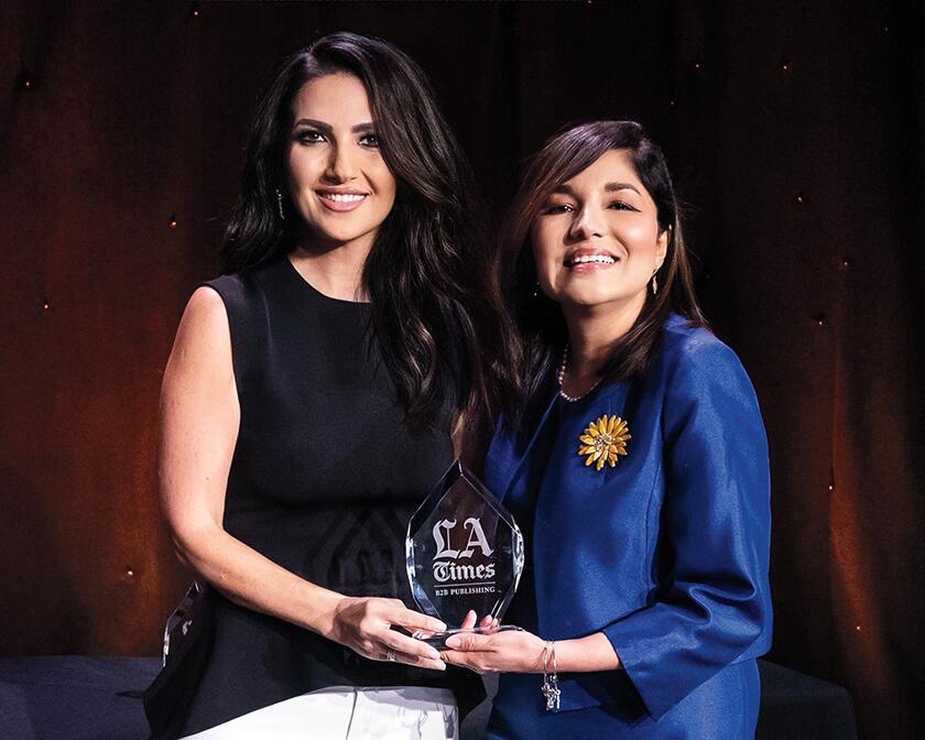 Anna Magzanyan (L.A. Times) with honoree Maria Salinas (Los Angeles Area Chamber of Commerce).