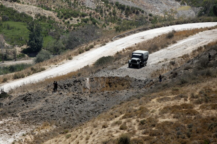 Crater caused by Israeli airstrike in southern Lebanon