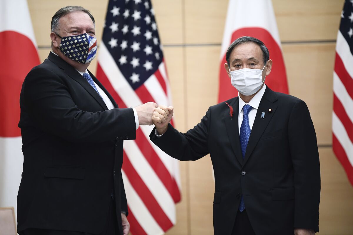 Japan's Prime Minister Yoshihide Suga and U.S. Secretary of State Michael R. Pompeo