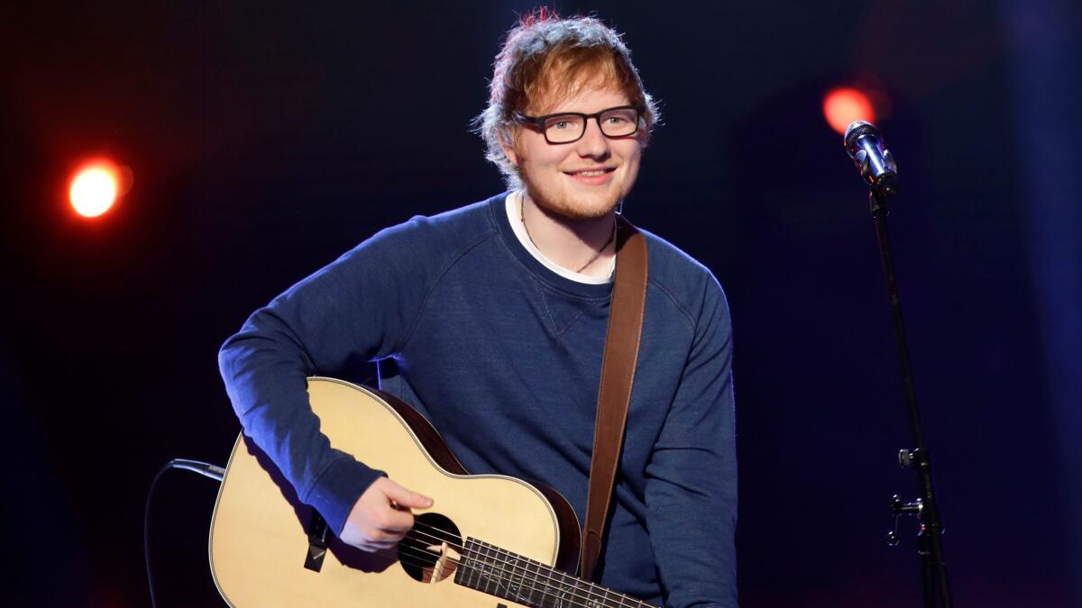 British singer Ed Sheeran performs in Milan, Italy, earlier this month.