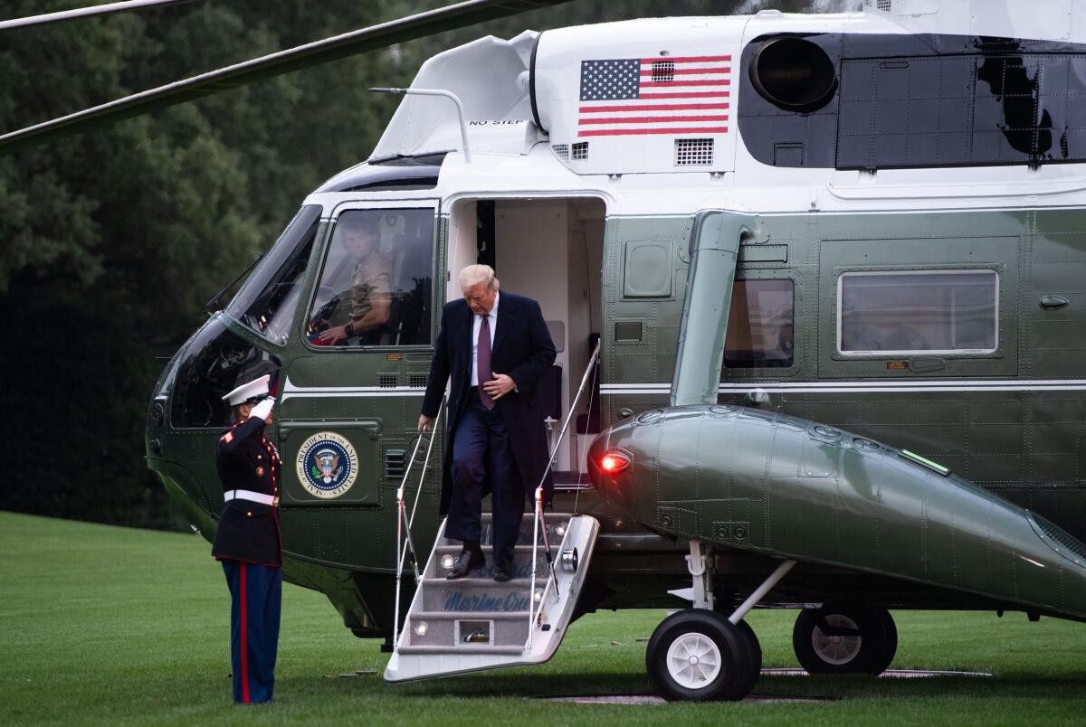 President Trump steps off Marine One 