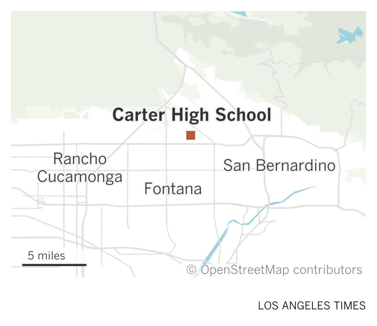 A map shows the location of Carter High School in Rialto
