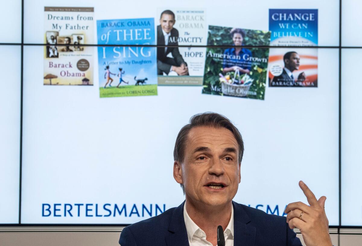 Penguin Random House Chief Executive Markus Dohle attends a press conference in 2019.