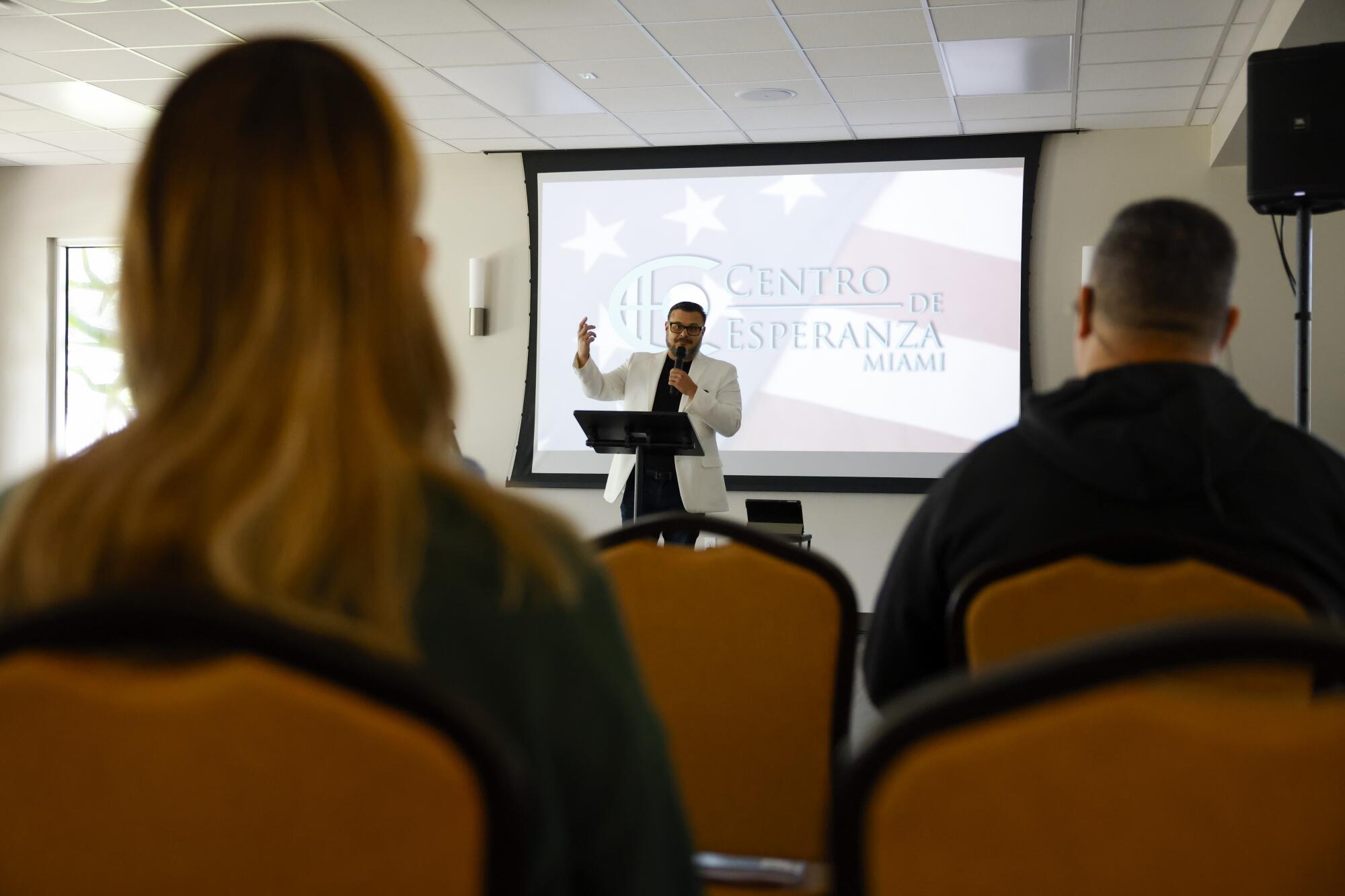 Juan Carlos Calderon, an associate pastor at Centro de Esperanza Miami