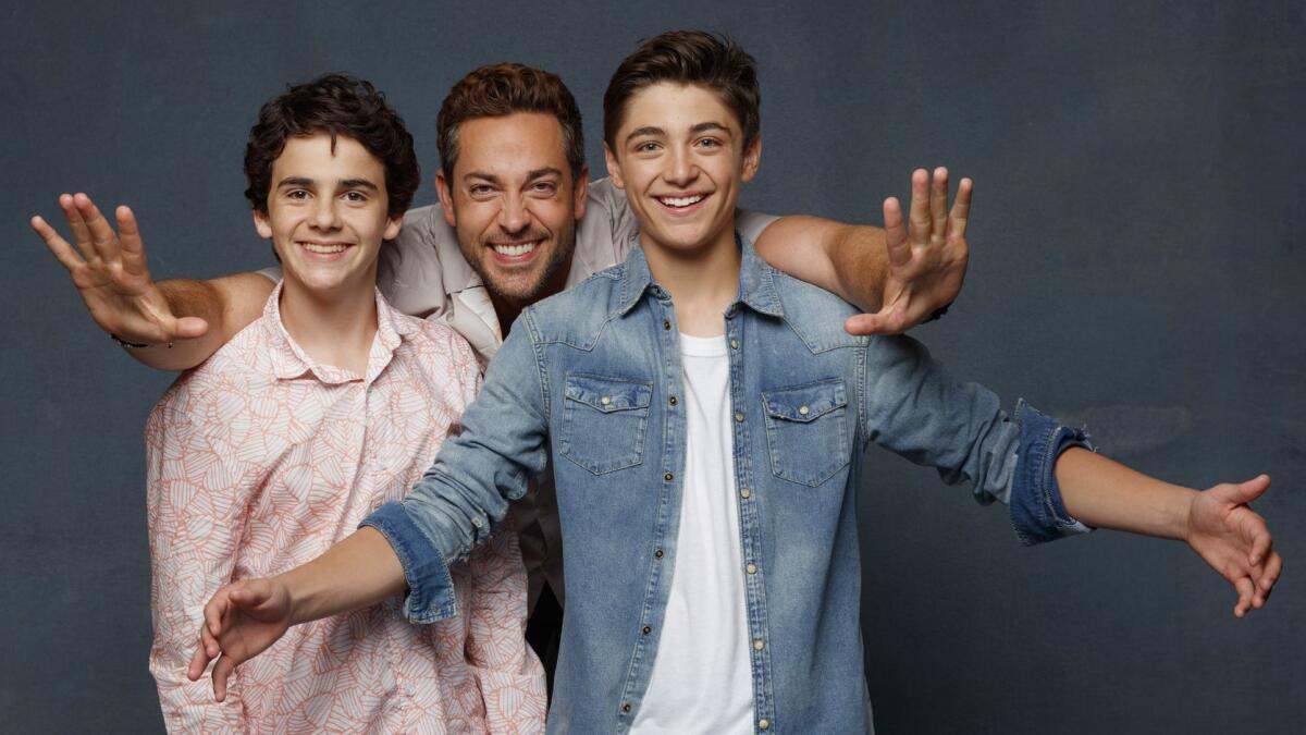 Jack Dylan Grazer, Zachary Levi and Asher Angel from the film "Shazam."