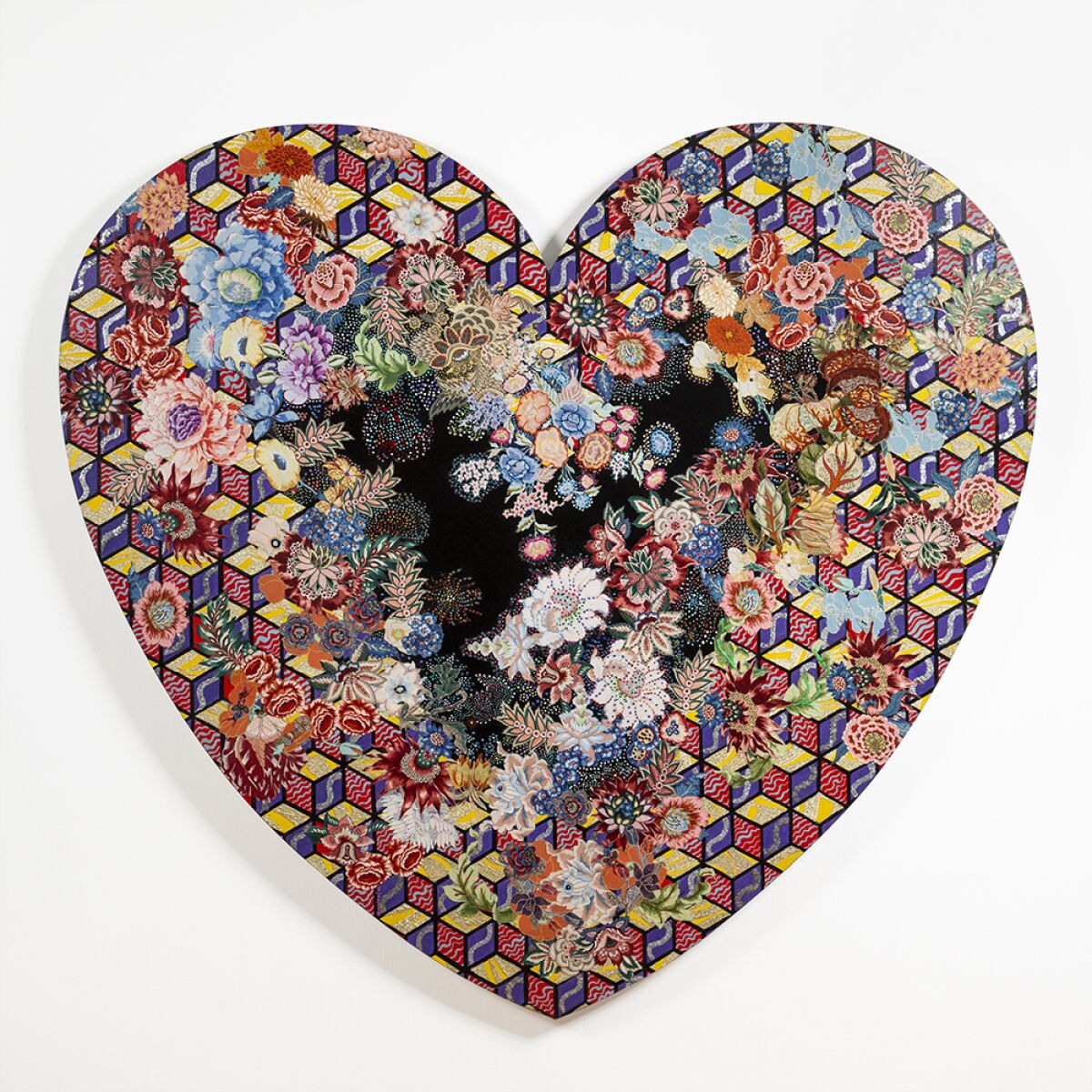 Miriam Schapiro, "Heartland," 1985; acrylic, fabric, glitter on canvas.