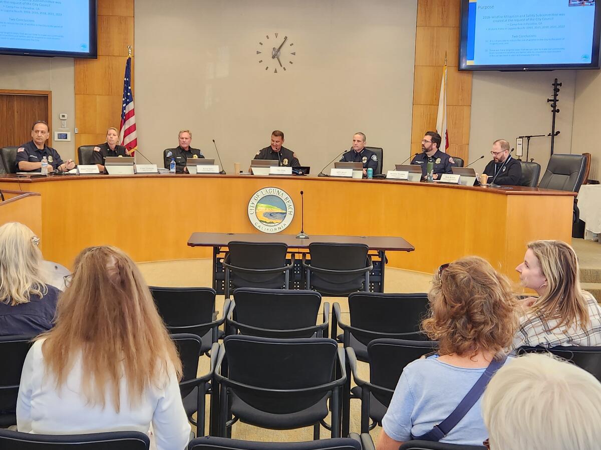 Laguna Beach city officials hold a town hall meeting on wildland fire preparedness on Sept. 19.